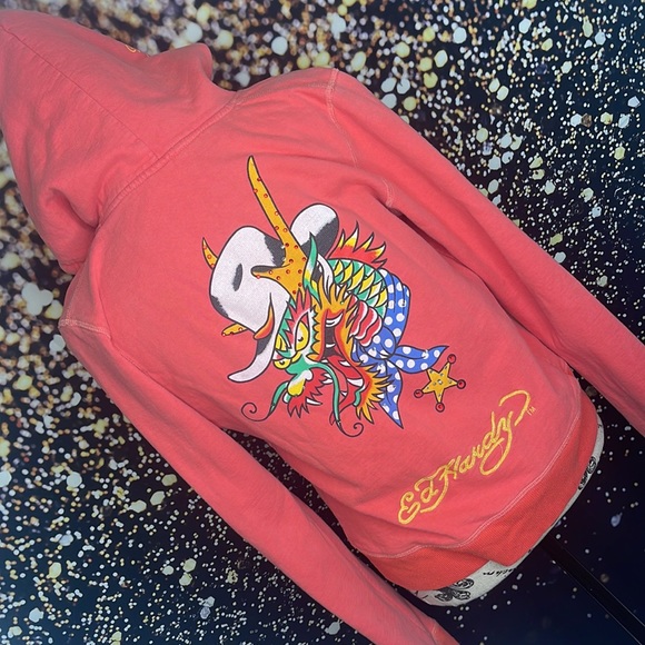 Ed Hardy Tops - Ed Hardy Tattoo Zip Up Hoodie